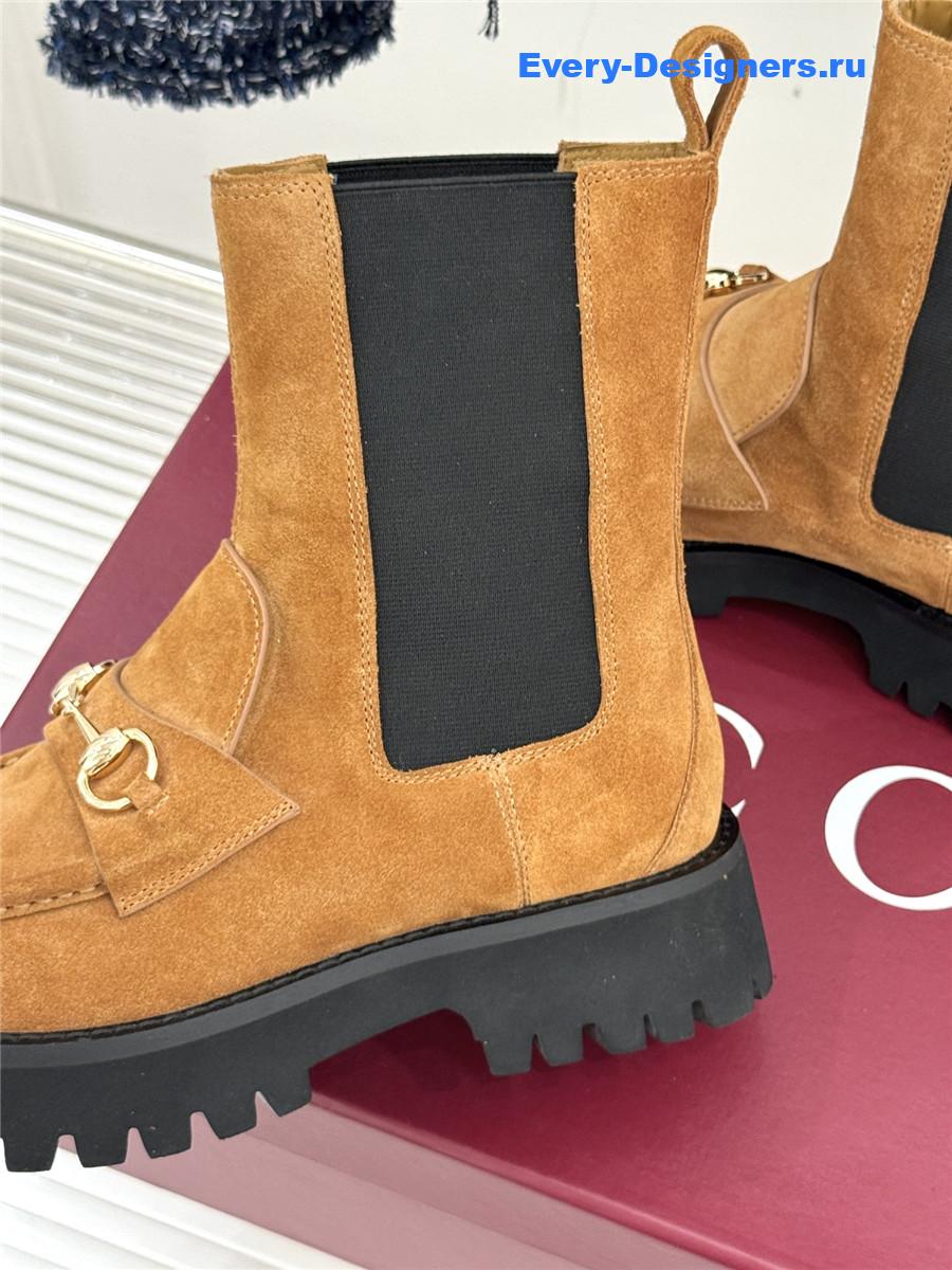 Gvc*1 brown horsebit suede ankle boots