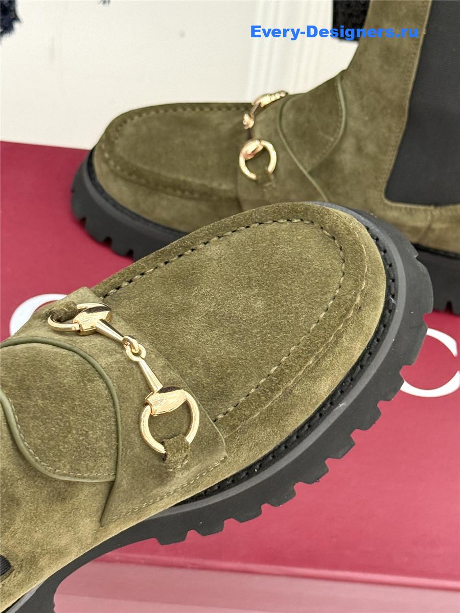 Gvc*1 green horsebit suede ankle boots
