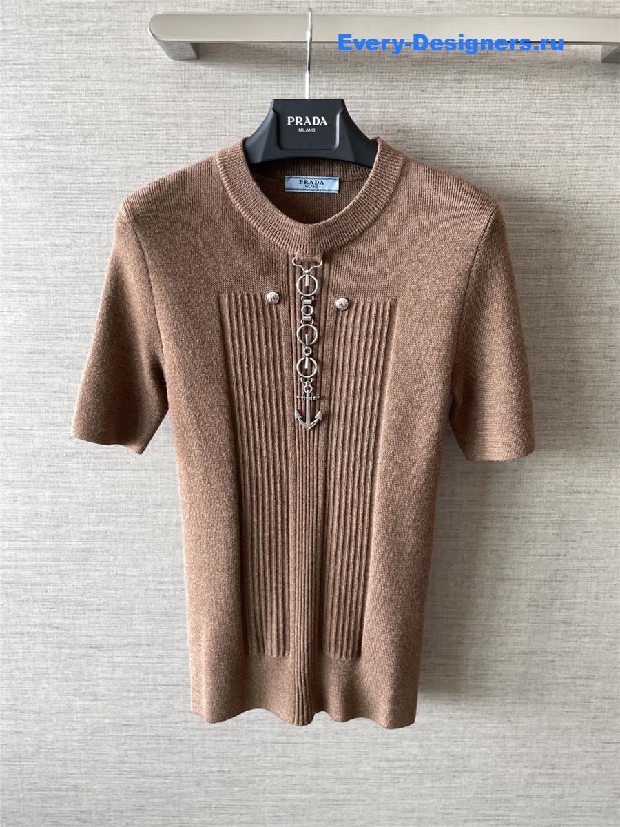 Pra*a anchor-detail ribbed knit sweater