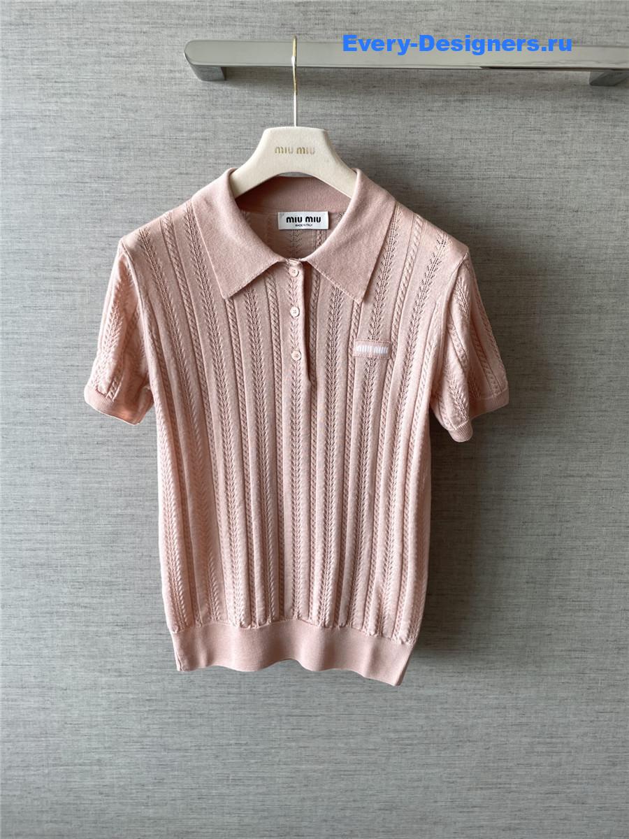 Miu Miu Powder Pink Cashmere Polo Sweater