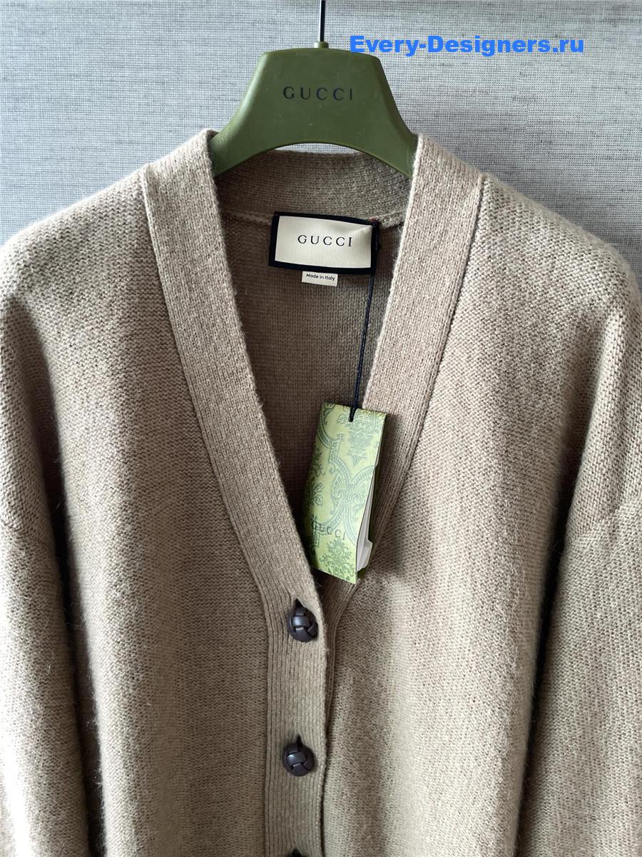 Gvc*1 brown interlocking g knitted cardigan