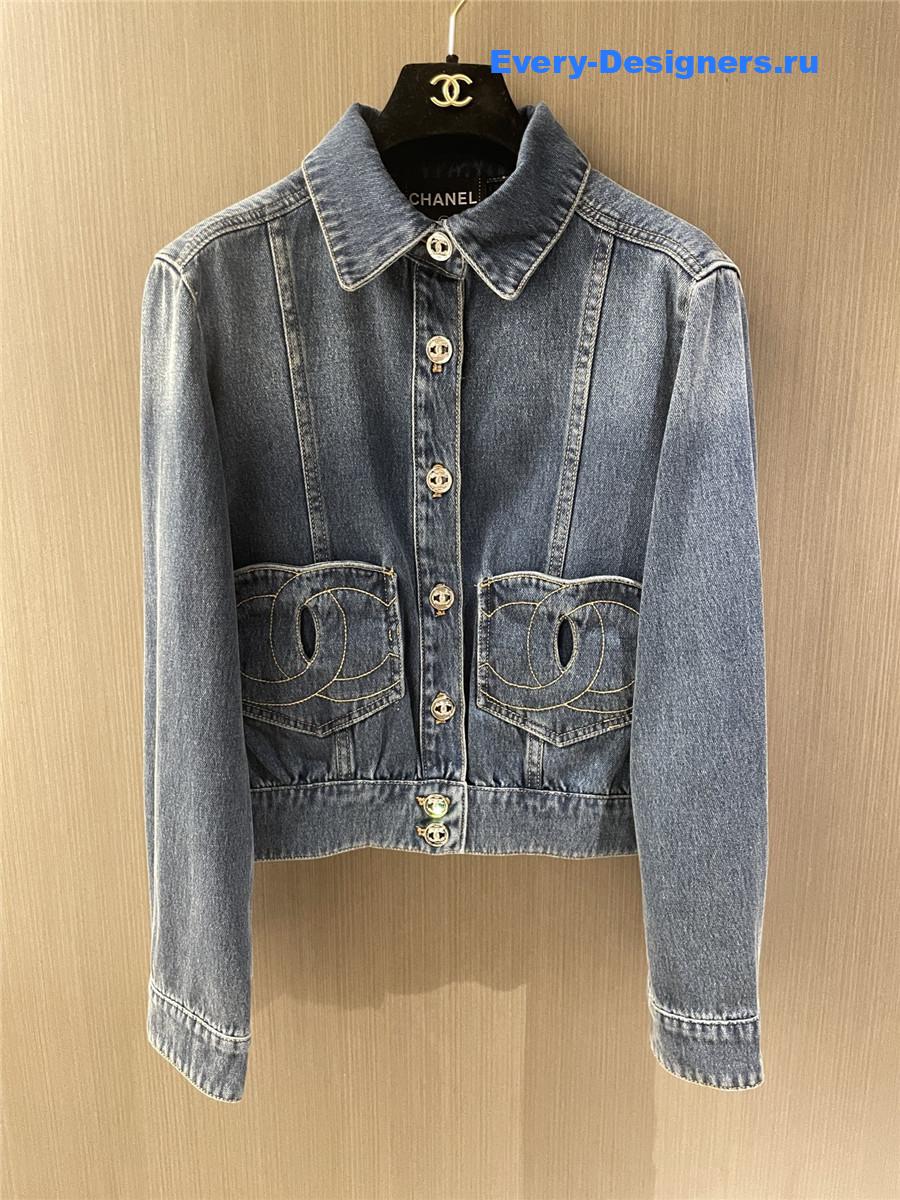 Ch**el cc interlocking blue denim jacket