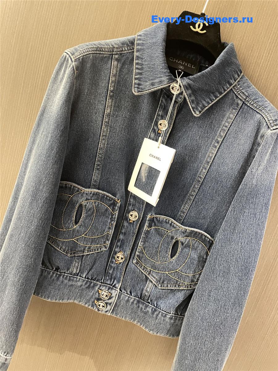 Ch**el cc interlocking blue denim jacket