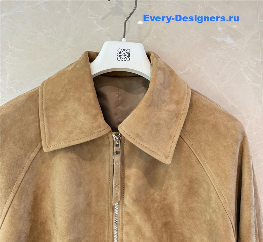L0ew* brown suede leather balloon jacket