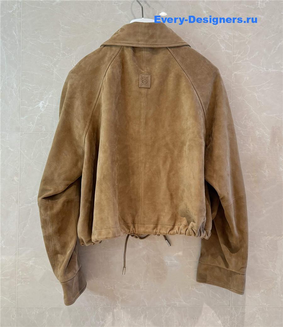 L0ew* brown suede leather balloon jacket