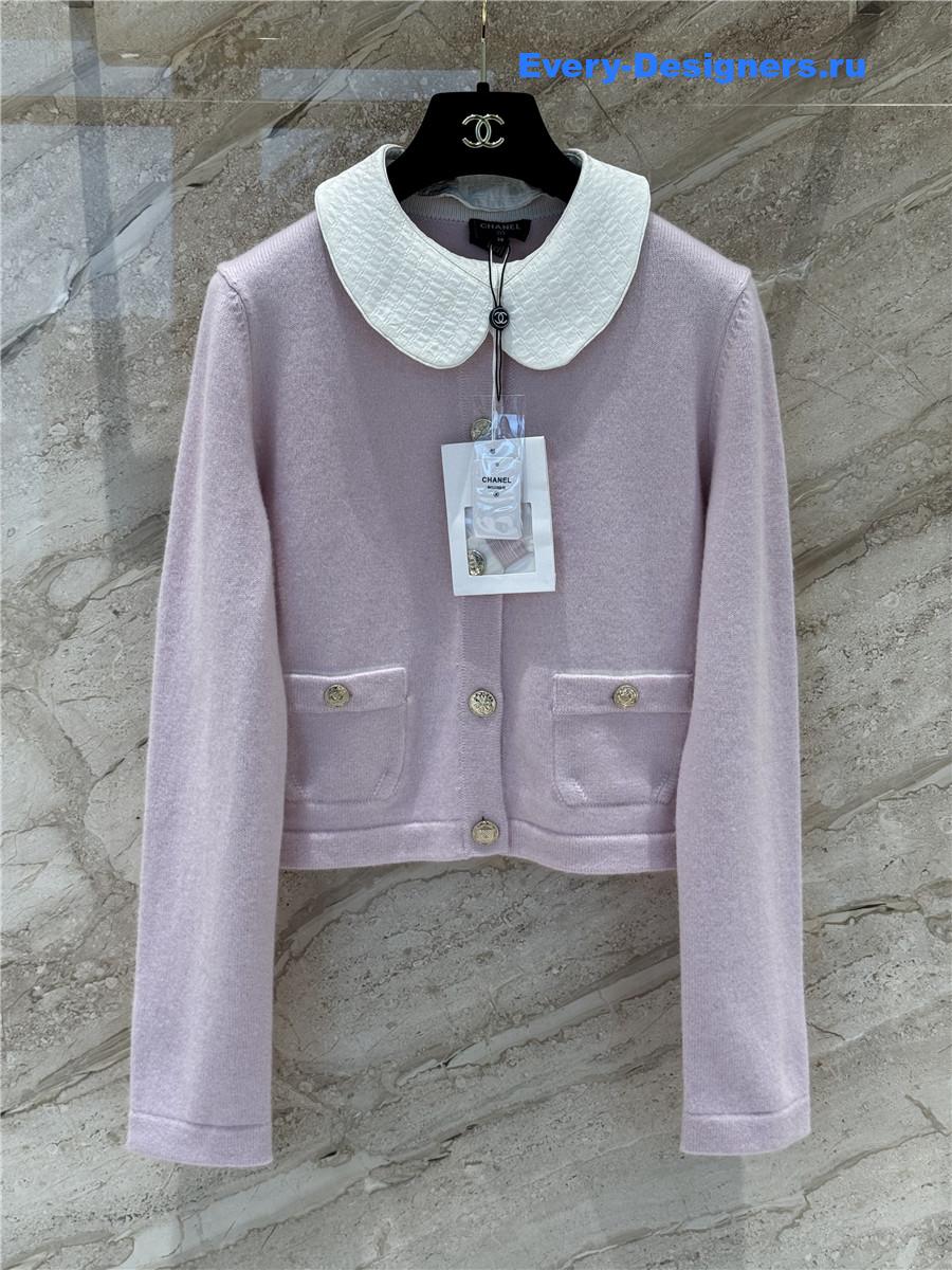 Ch**el collared pink cashmere cardigan