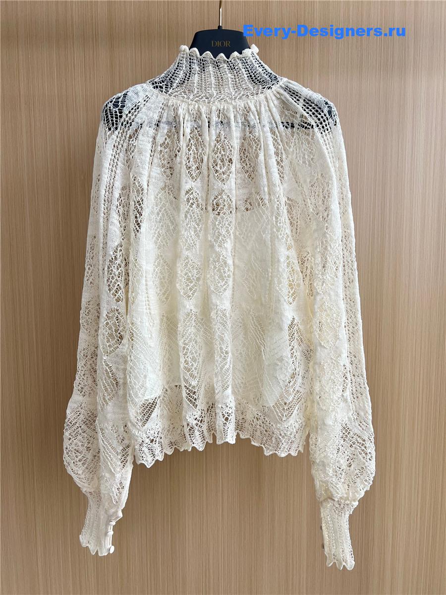 D10r white hollow lace blouse