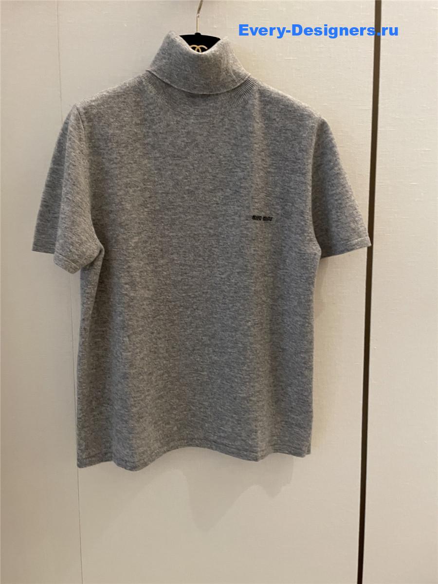 Miu Miu Grey Turtleneck Short Sleeves