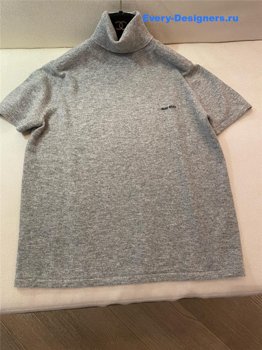 Miu Miu Grey Turtleneck Short Sleeves