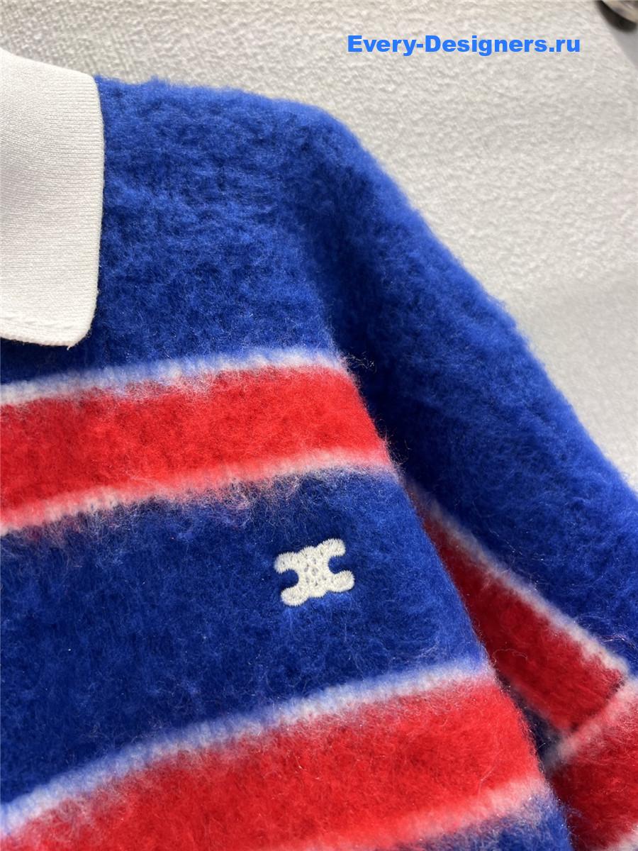 Ce1i*e striped cotton blend crew-neck sweater