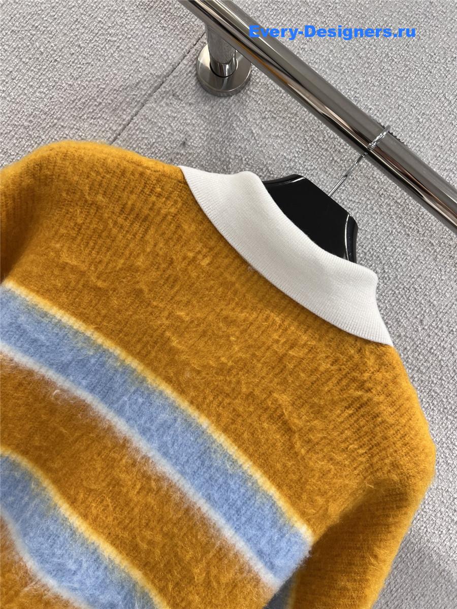 Ce1i*e yellow striped cotton blend crew-neck sweater