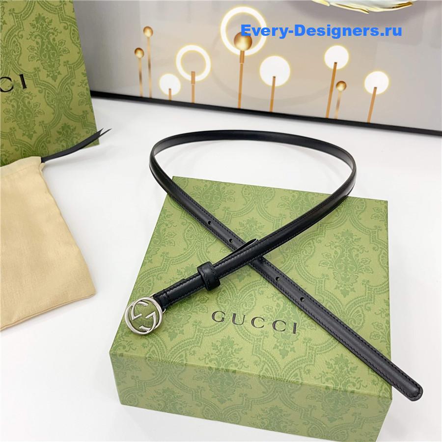 Gvc*1 black gg marmont thin leather belt
