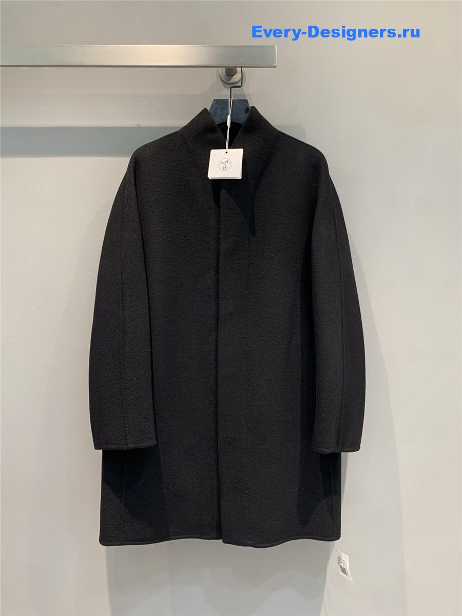 H**me5 black double baby cashmere single-breasted coat