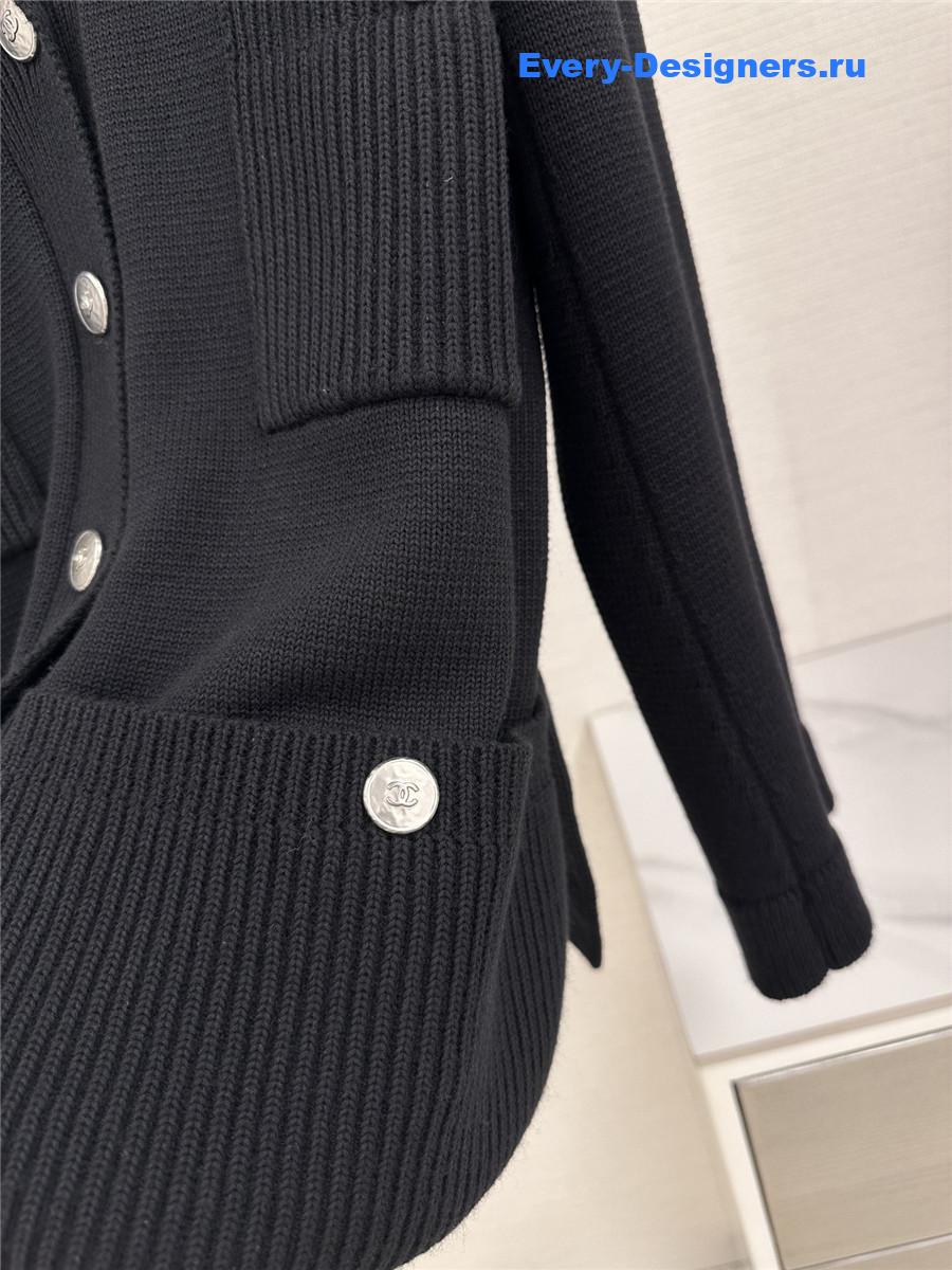 Ch**el black wool cardigan coat
