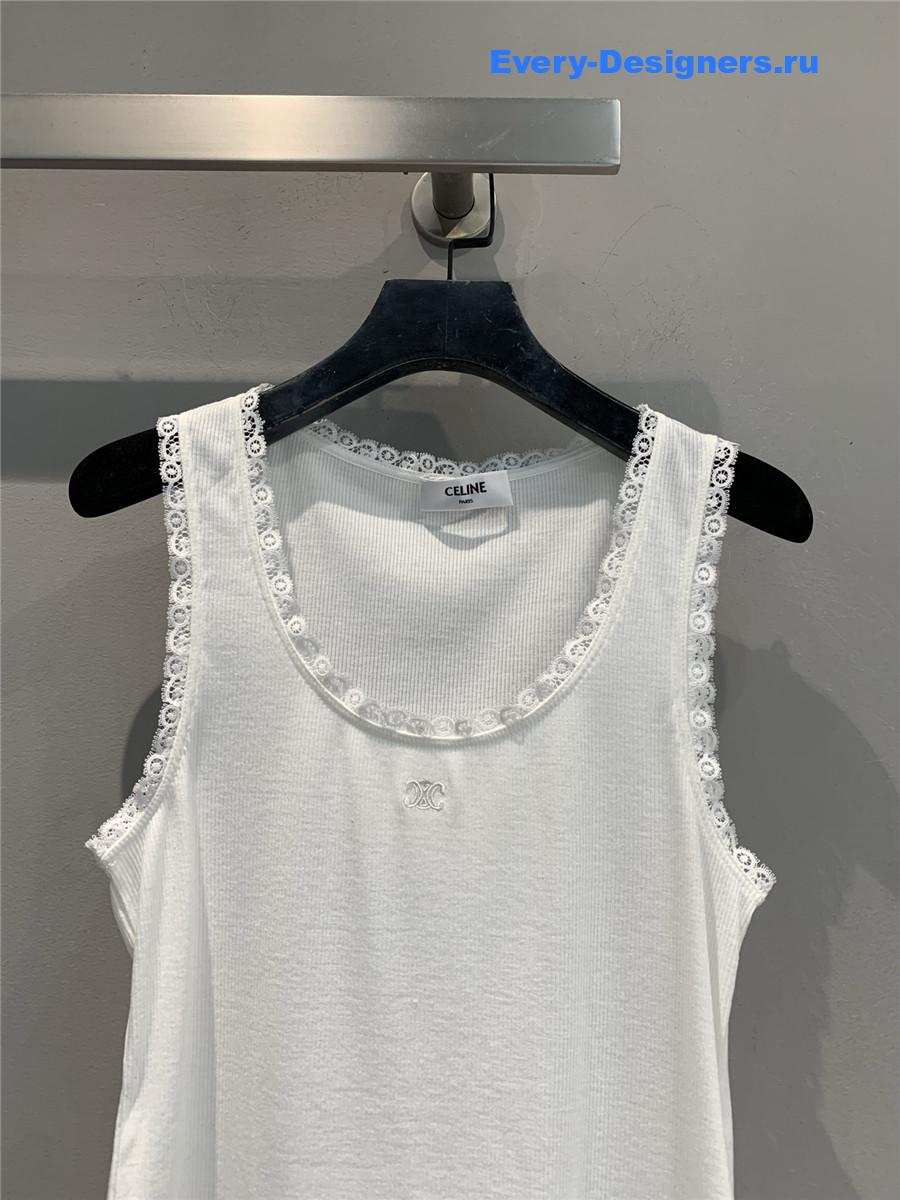 Ce1i*e white lace u-neck vest