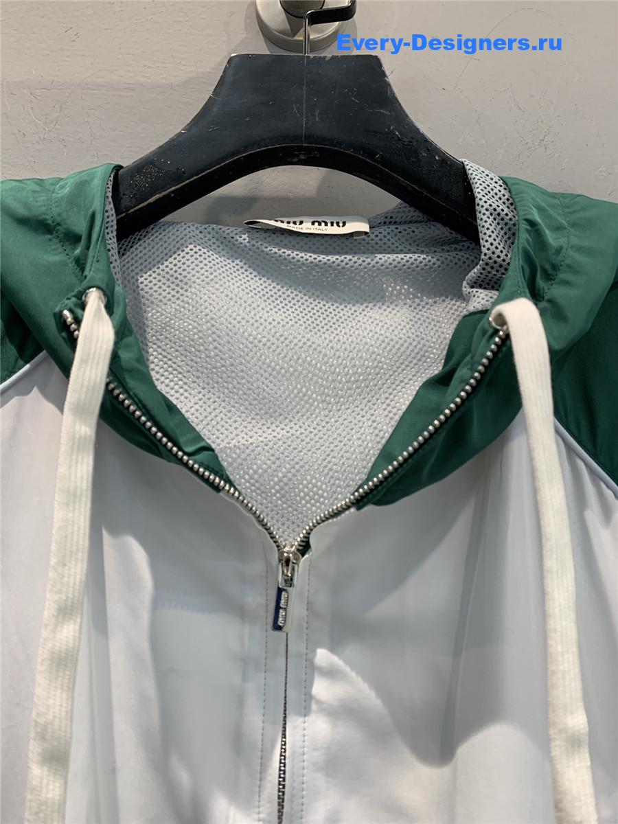 New Balance X Miu Miu Green Lace-Up Hooded Jacket