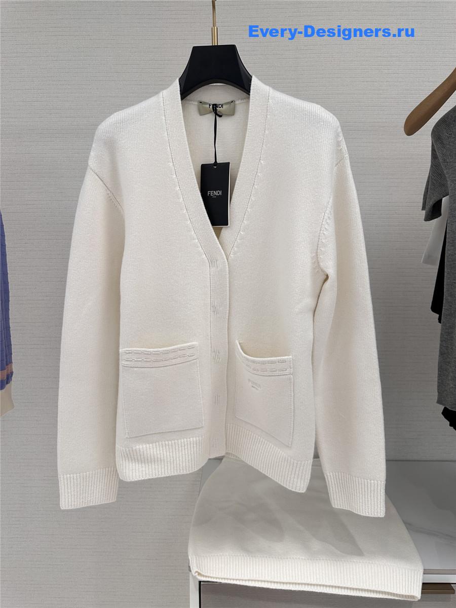 F**di white cashmere blend cardigan