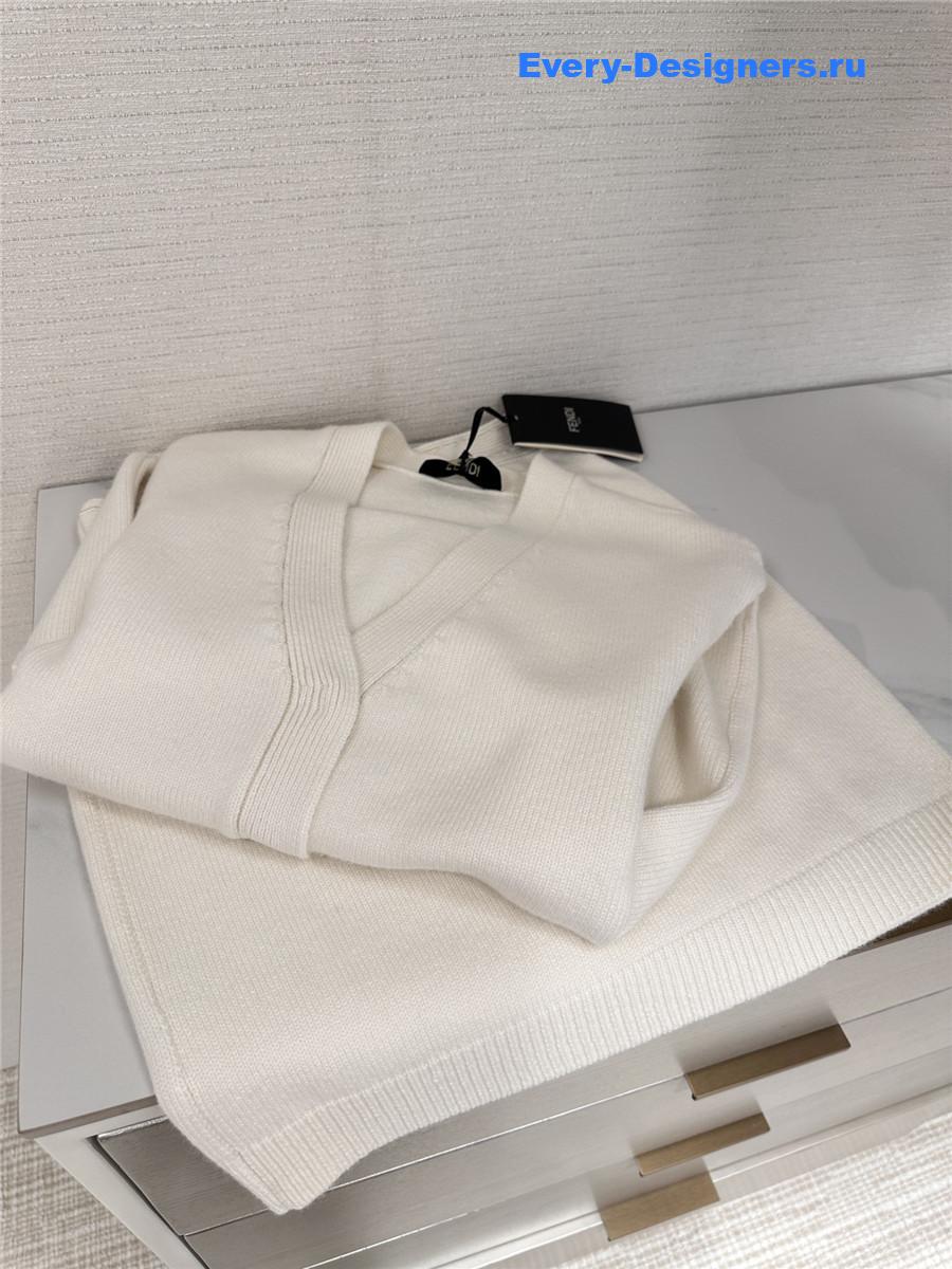 F**di white cashmere blend cardigan