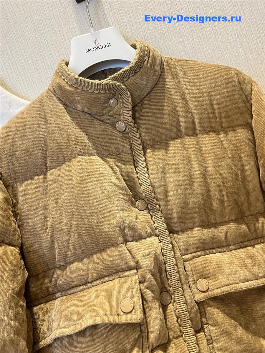 Moncler Beige Essarts Braided Short Down Jacket