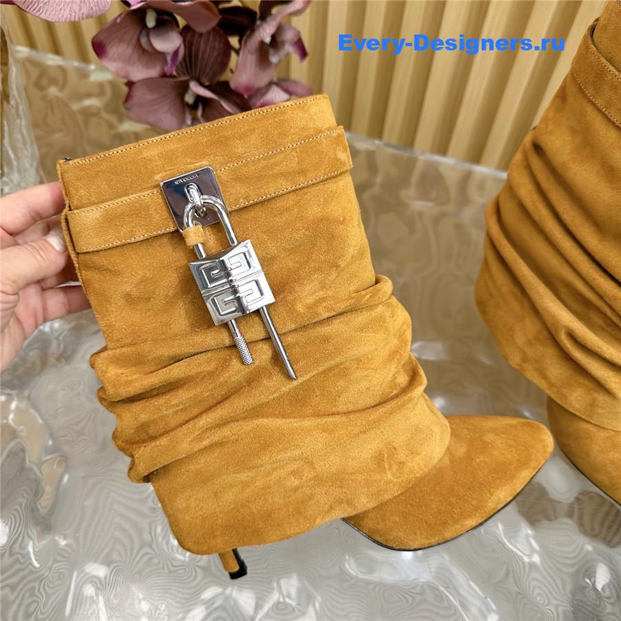 Givenchy Brown Shark Lock Stiletto Ankle Boots