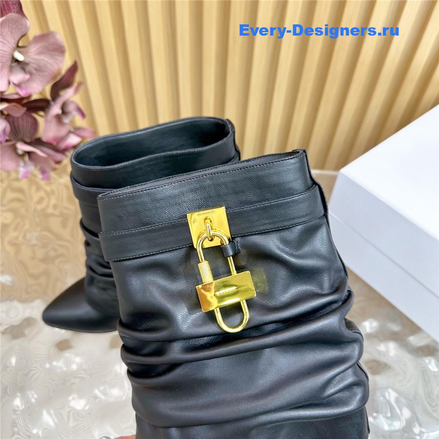 Givenchy Black Shark Lock Stiletto Ankle Boots