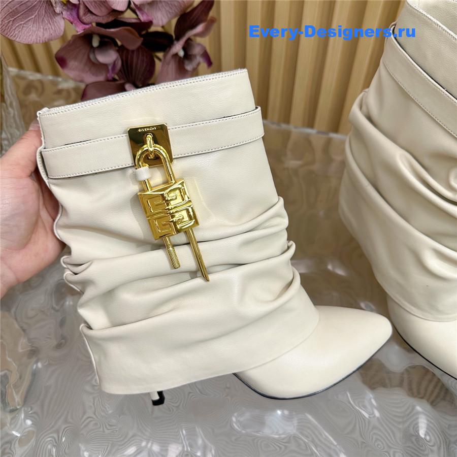 Givenchy Beige Shark Lock Stiletto Ankle Boots