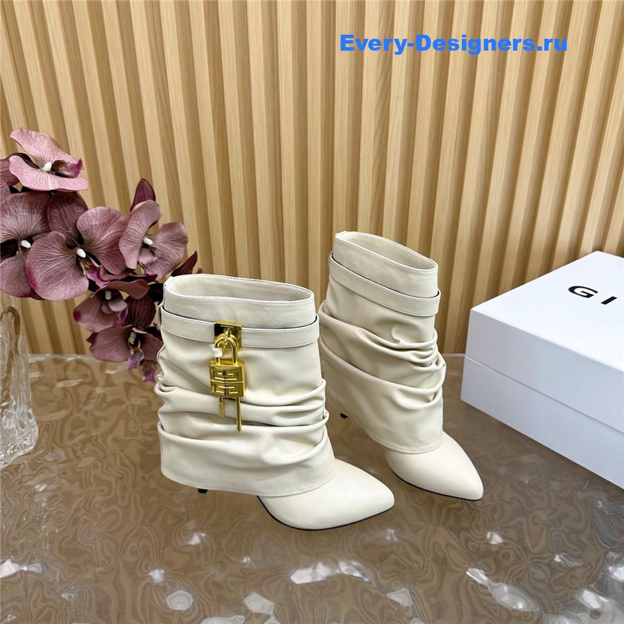 Givenchy Beige Shark Lock Stiletto Ankle Boots