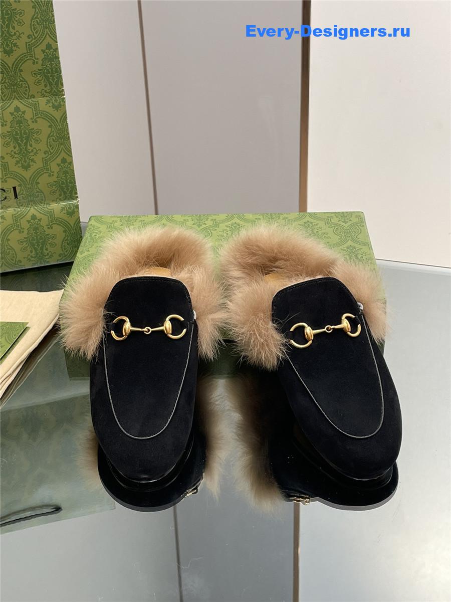 Gvc*1 black suede wool flat mules