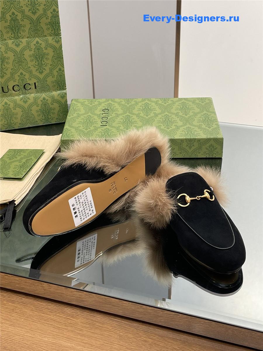 Gvc*1 black suede wool flat mules