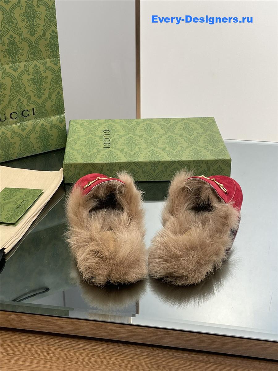 Gvc*1 red suede wool flat mules