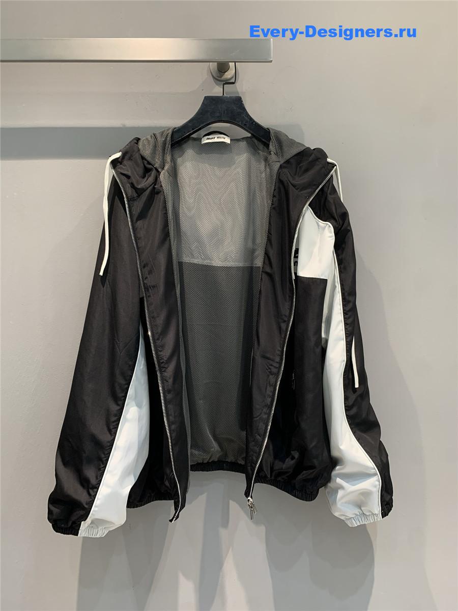 Miu Miu Black Technical Poplin Hoodie Jacket