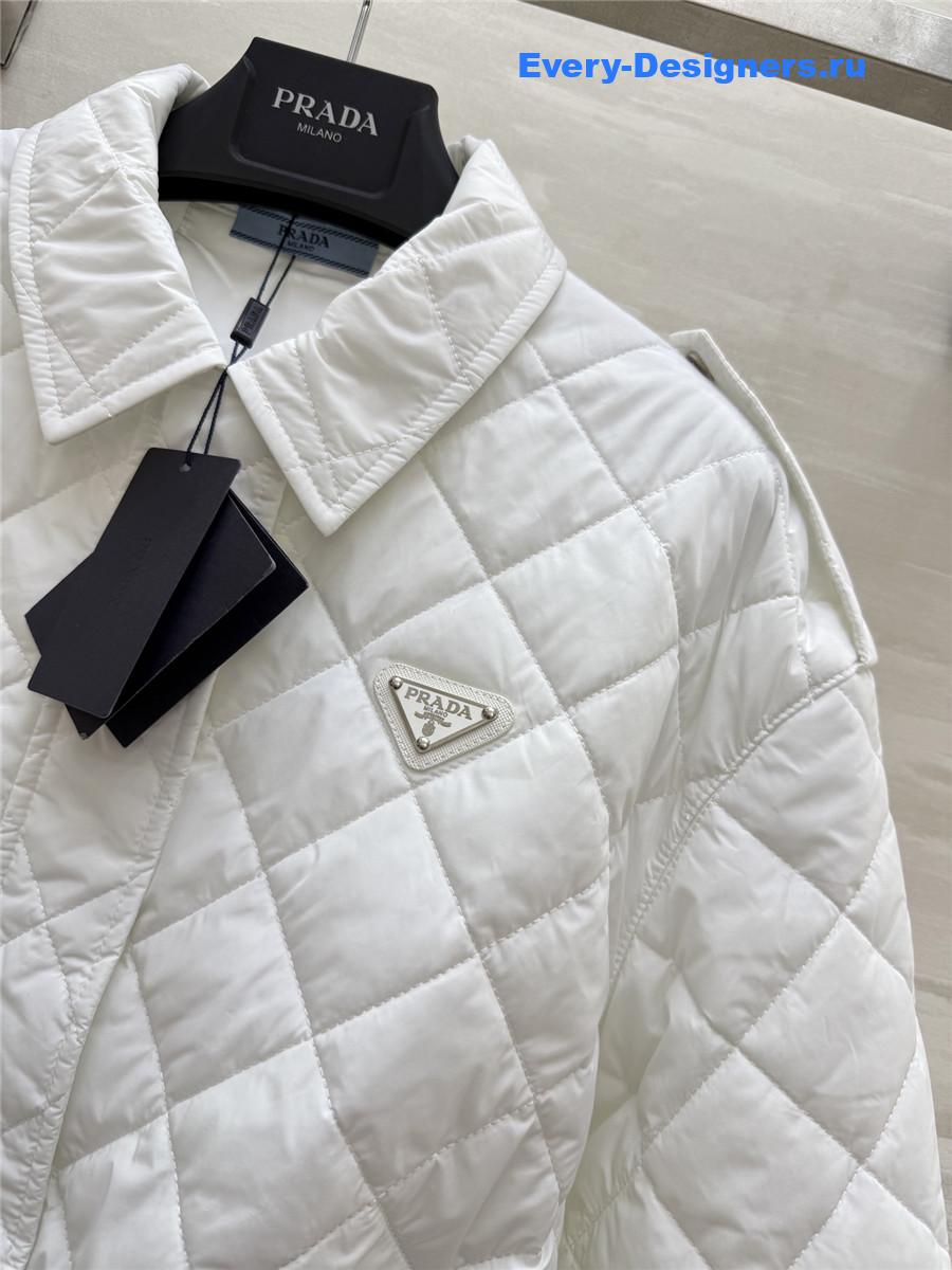 Pra*a white quilted cotton jacket
