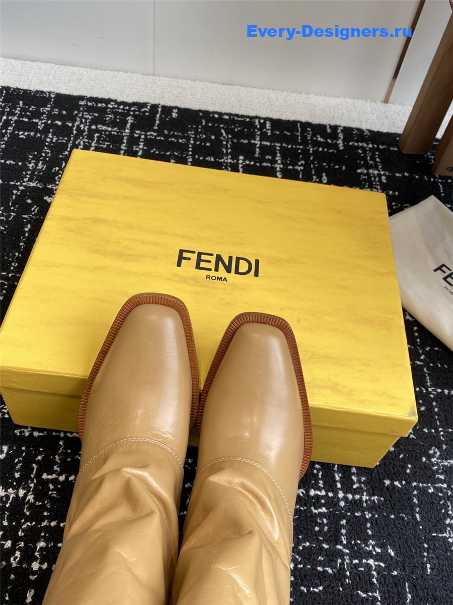 F**di brown foldover leather boots