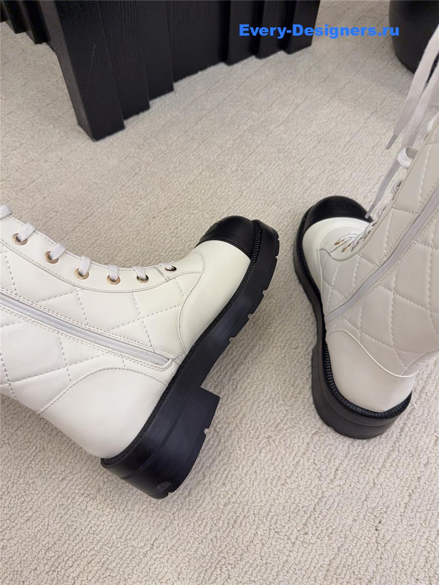 Ch**el quilted lambskin leather long boots
