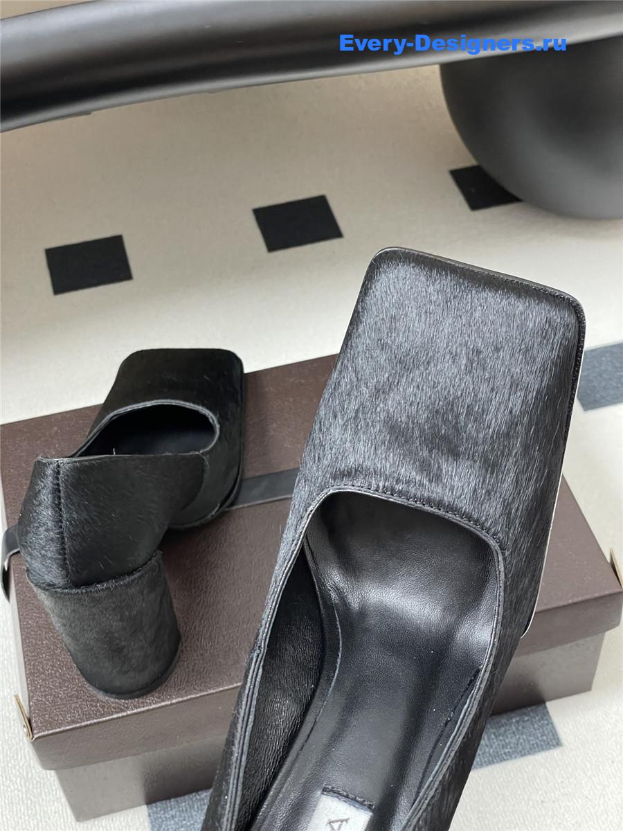 Alaia Black Block Heel Square Toe Pumps