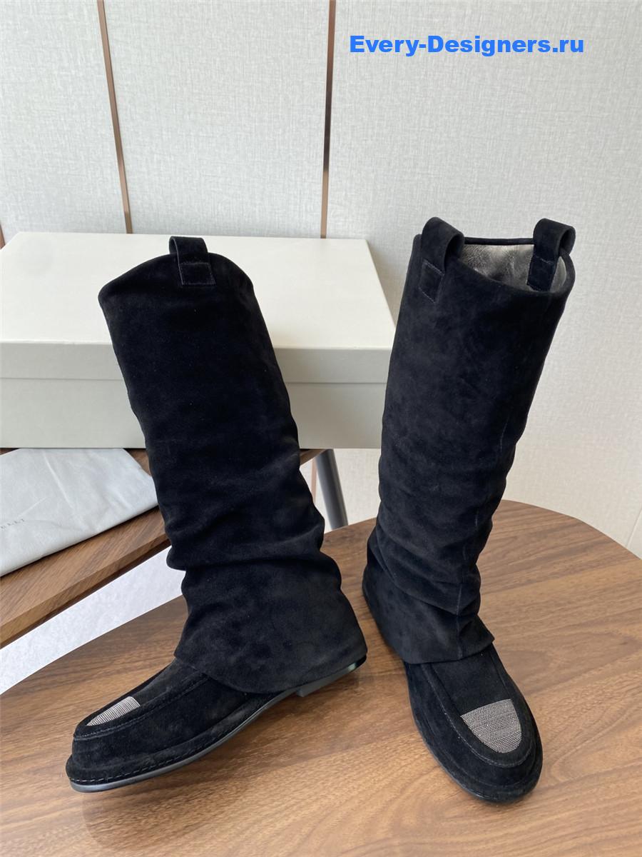 BC Black Striped Suede Long Boots