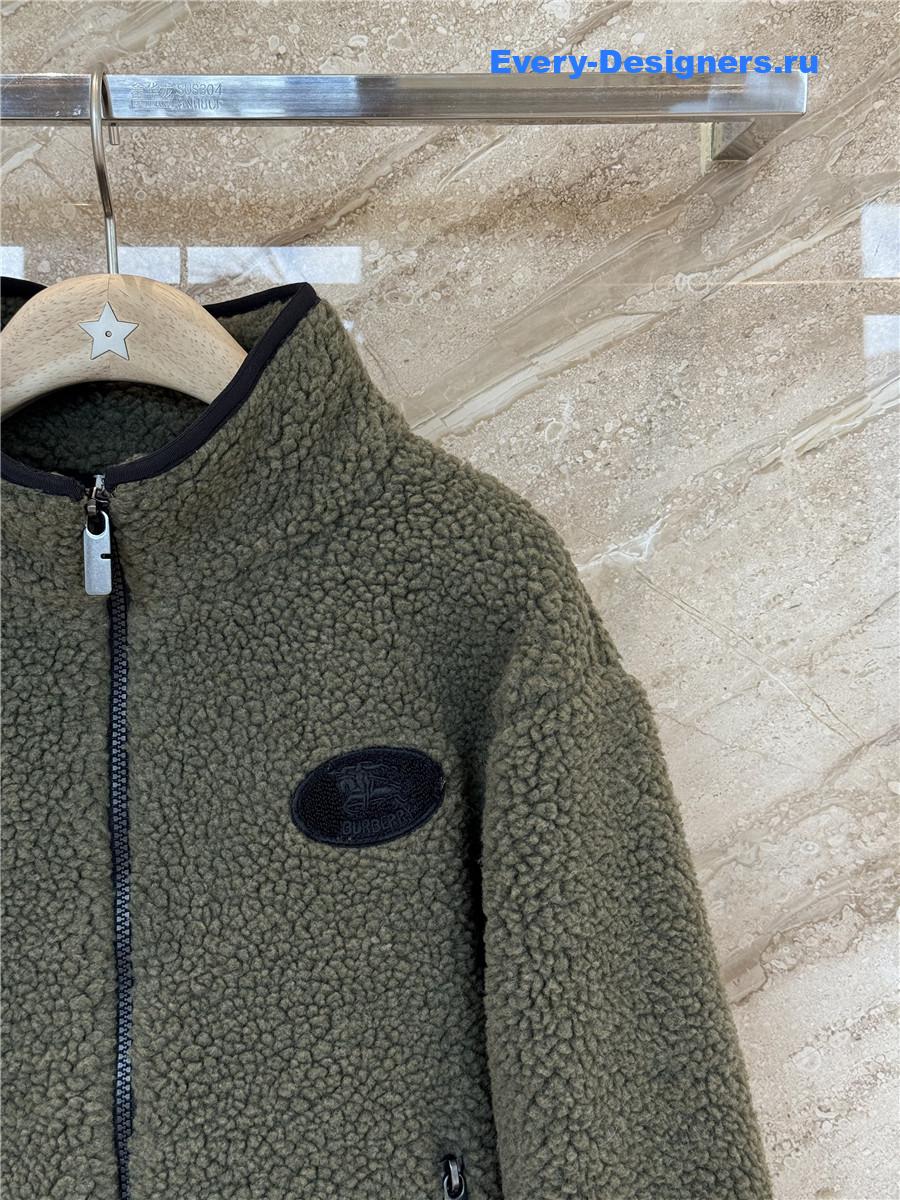 Bv*b*rry green taupe cropped fleece jacket