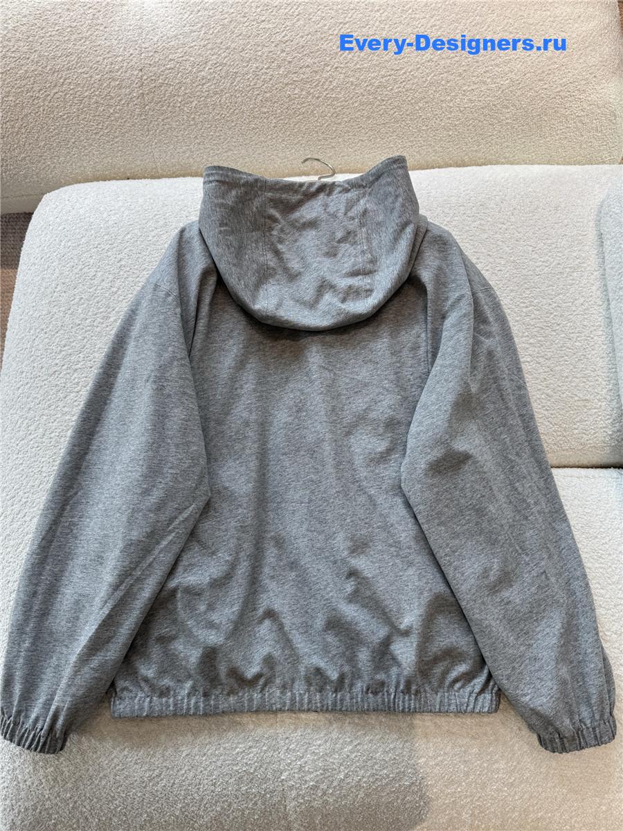 Miu Miu Grey Cotton Fleece Zipper Hoodie