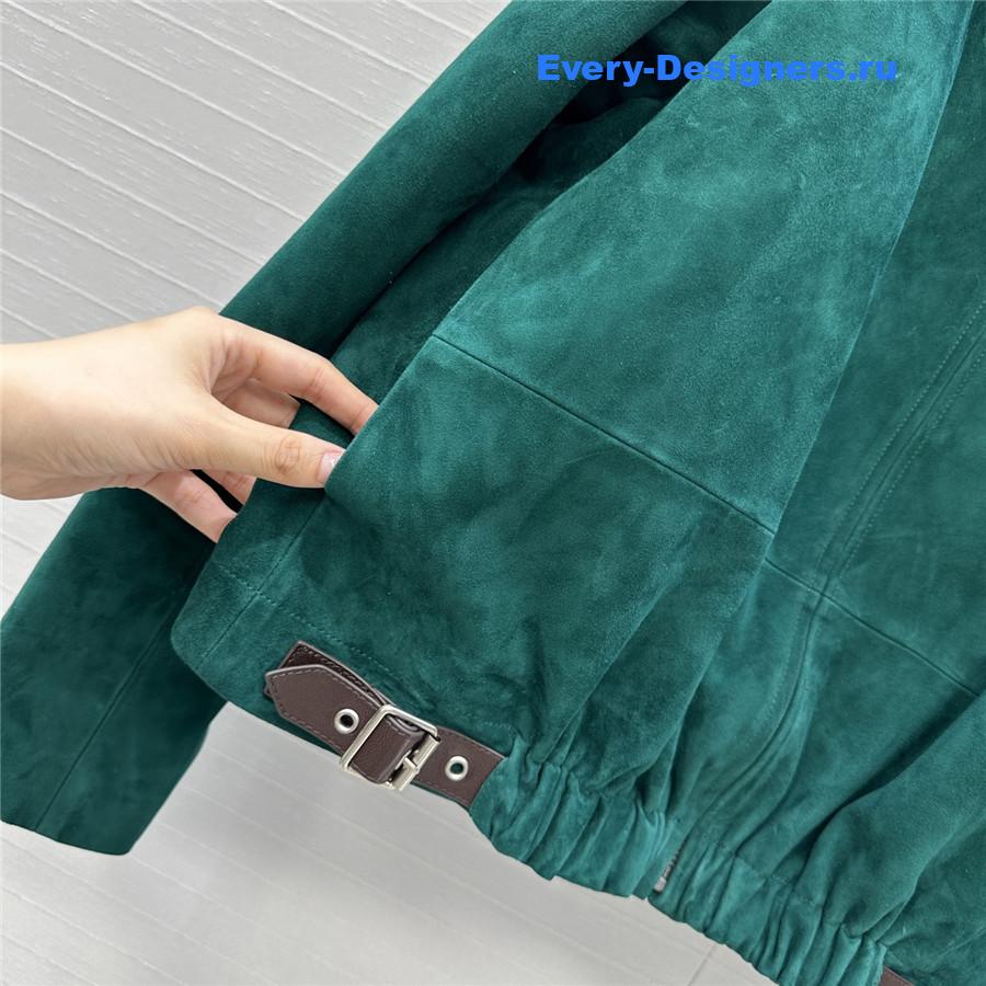 L0ew* green suede buckled shirt jacket