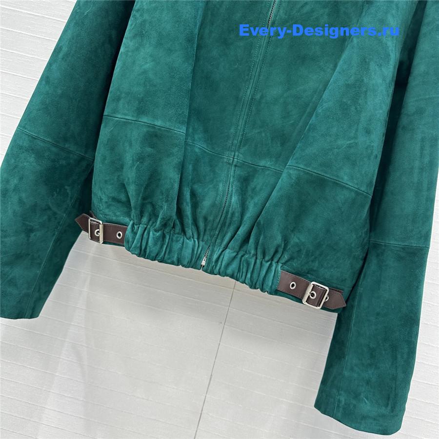 L0ew* green suede buckled shirt jacket