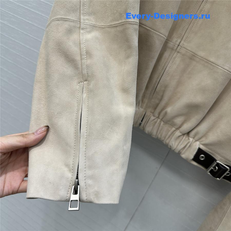L0ew* beige suede buckled shirt jacket