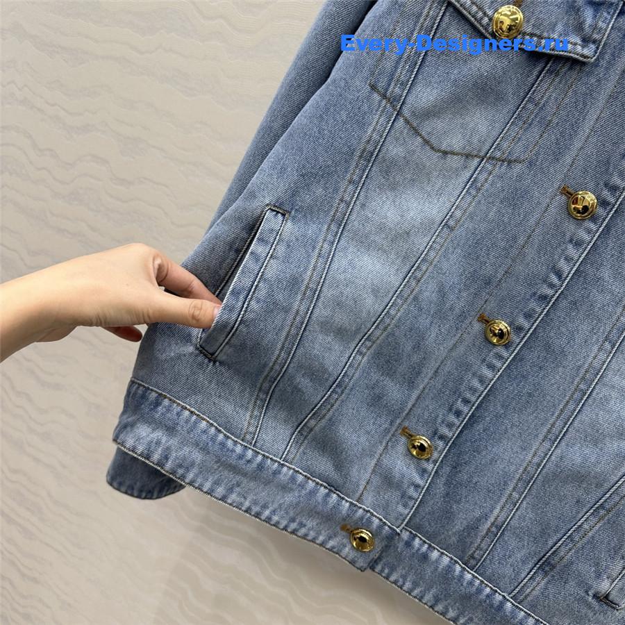 Miu Miu Embroidered-Logo Padded Denim Jacket