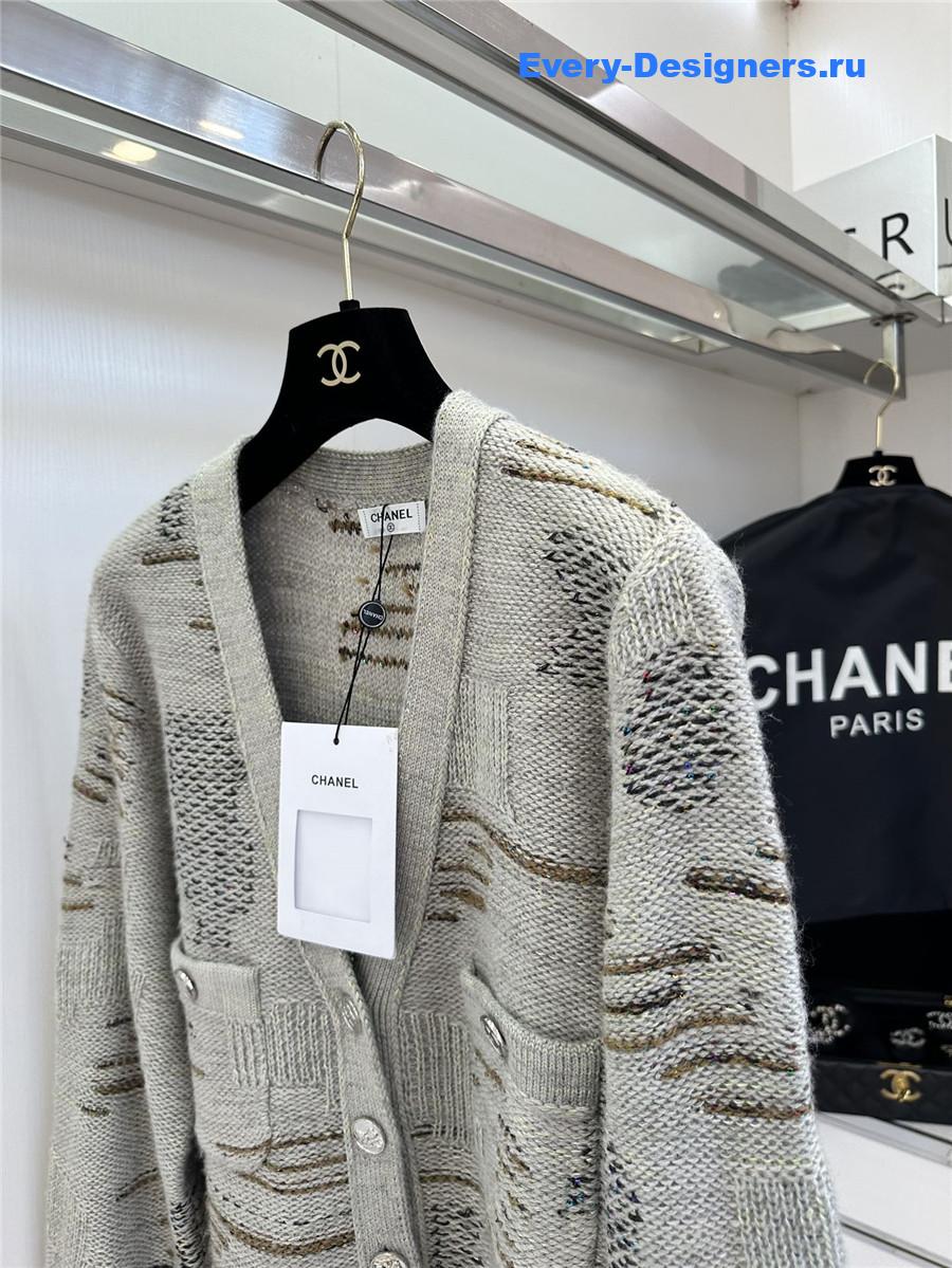 Ch**el dark gray wool cashmere cardigan