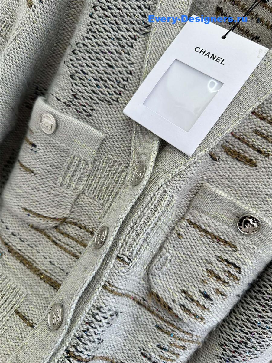 Ch**el dark gray wool cashmere cardigan