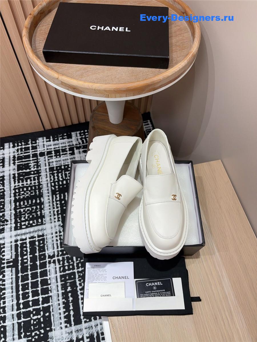 Ch**el white lace-up platform loafers