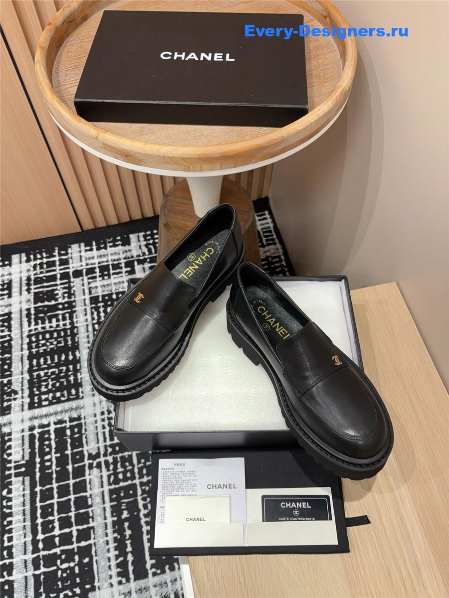 Ch**el black lace-up platform loafers