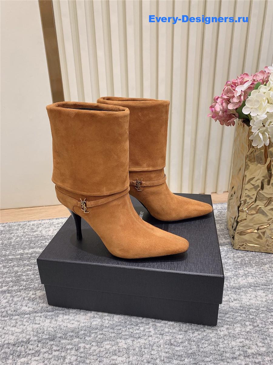 Sa1nt Lau*nt vicky brown suede bootie