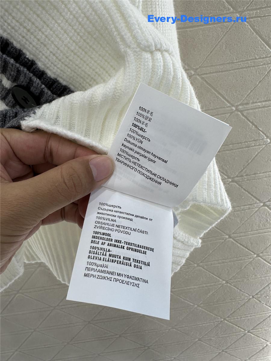 Miu Miu White Ribbed Knit V-neck Cardigan