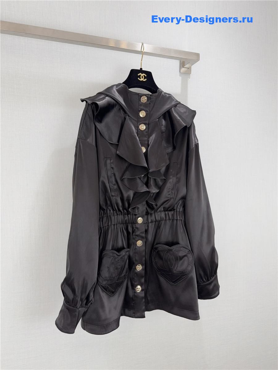 Ch**el black silk satin parka
