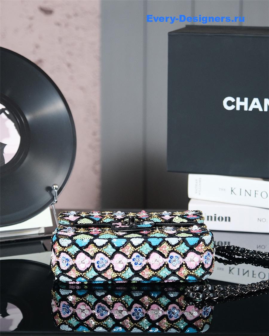 Ch**el satin sequin embellished cf flap bag